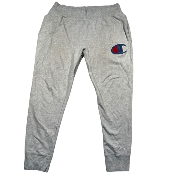 Champion Reverse Weave Joggers Sweatpants C Logo Big Patch Gray XL X-Large‎ - Picture 1 of 6
